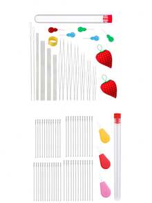 1 Set Stainless Steel Beading Needles, Middle Hole Beading Needles, DIY Jewelry Making Big Eye Curved Needles, Beading Flexible Needles, Beading Threading Needles For Bracelet Necklace Jewelry Making (Random Color Accessories) - View 11
