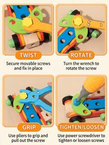 Screw Tool Box, Detachable Assembly Children's Electric Drill Hands-On Repair, Baby Educational Puzzle Toy - Multicolor - View 2