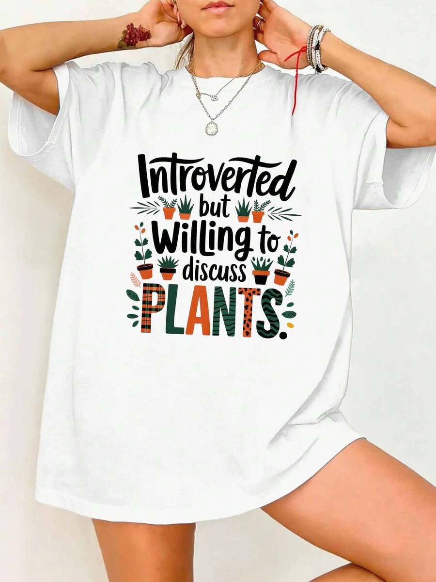 Introverted But Willing To Discuss Plants Funny Plant Lover T-Shirt - White - View 1