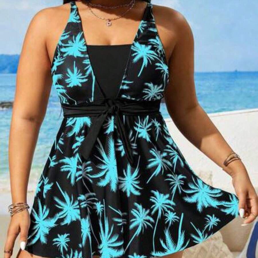 dagjydgfyja Swim Lushoire Set de 2 piezas Traje de baño tankini con estampado digital para mujer de talla grande, verano - Multicolor - Ver 1