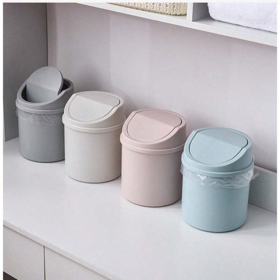 1pc INS Style Bedroom New Heart-Shaped Cute Mini Storage Box For Girls, With Lid Plastic Trash Can, Desktop Trash Can, Suitable For Home Office Desktop Decoration, Coffee Table, Office, Living Room, Study - Multicolor - View 1