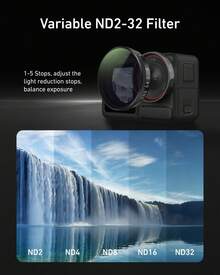 TELESIN 濾鏡組適用於 Osmo Action 5 Pro/4/3 CPL ND8 ND16 ND32 UV VND 鏡頭組，CPL UV VND 2-32 鏡頭濾鏡套組，黑色柔光 1/4 濾鏡，減光污染濾鏡 - 查看 6