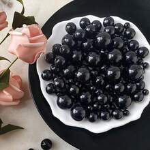 200g Artificial Floating Non-Porous Pearls For Vase Filler, With Water Absorbent Gel Beads, 10mm/16mm/20mm Mixed Sizes, For Vase Decoration, Wedding Decor, Vase Filler, Floating Candle Decoration, Home Center Table Decor, Suitable For DIY Wedding, Birthday, Theme Party, Valentine's Day Decor, Halloween Decor And Christmas Center Decoration (Includes Water Beads) - Black - View 3