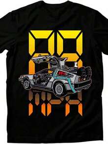 Back To The Future DeLorean NY6YTee T-Shirt - 黑色 - 查看 1