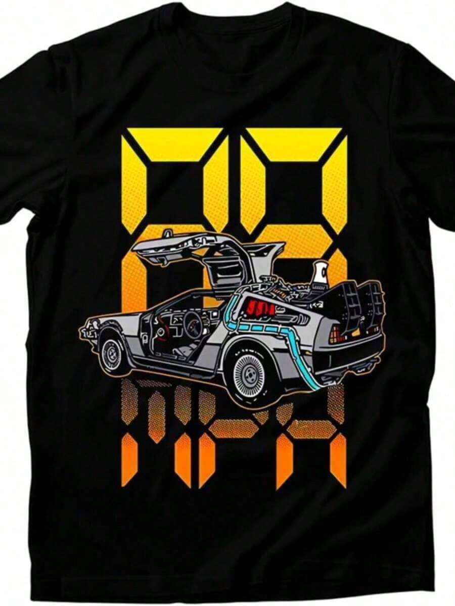 Back To The Future DeLorean NY6YTee T-Shirt - 黑色 - 查看 1