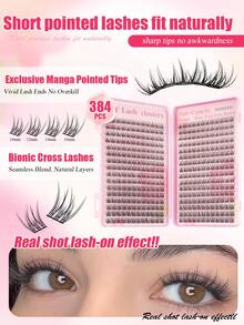 384pcs Individual False Eyelash Clusters Set, Thin Natural DIY Eyelash Extension Kit, C Curl Individual Lash Clusters, Reusable Lash Clusters With Adhesive, D Curl Individual False Eyelashes, Clusters + Glue + Sealer + Tweezers + Lash Brush, Beginner Starter Kit, Easy DIY Application - Multicolor - View 6