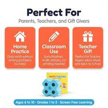 4-In-1 Math Roller Stamp For Math Teachers, Addition, Subtraction, And Multiplication Practice Tool, Math Roller Stamp For Children Ages 5-9, Classroom And Home Use, Math Gift For Kids, Golden Egg - Blue - View 8