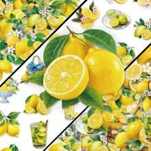 56 PIEZAS Tela con patrón de acuarela de cuenco de cerámica con mermelada de limón, tela decorativa con estampado de limón amarillo para proyectos de costura DIY, acolchado y proyectos textiles del hogar, tela de artesanía con temática de cocina para artesanos adultos, ideal para decoración de cocina y manualidades hechas a mano, útiles escolares - A - Ver 4