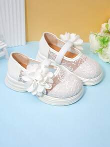 1 Đôi Giày Bệt Trắng Ngọt Ngào Cho Bé Gái, Giày Loafer Lưới Thêu Thoáng Khí, Giày Công Chúa Trang Trí Hoa, Giày Xỏ Chân Thường Ngày, Phù Hợp Cho Đi Bộ Ngoài Trời Mùa Xuân/Hè, Mặc Hàng Ngày, Tiệc, Nghỉ Dưỡng Thường Ngày. - trắng - Xem 6