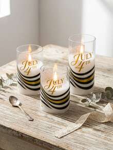 3pcs Flameless Candle Lights With Remote Control/Timer Function, Battery Operated Warm Light Candles, For Table Centerpiece Decoration, Suitable For US Independence Day, Holiday Atmosphere Decorative Lights - Warm Light - View 3