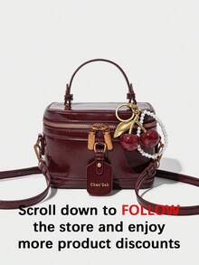 Tas Tangan Kulit Sintetis Desain Niche yang Modis, Tas Selempang Gaya Vintage yang Elegan, Cocok untuk Perjalanan dan Kencan - Burgundy - View 3