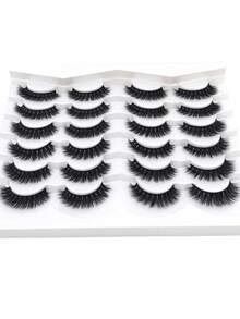 HBZGTLAD 12 Pairs Multi-Style Extra Long Thick Natural Fluffy Cat Eye Wispy False Eyelashes, Black Band Strip Lashes, Thick Volume Extension Look D Curl Cat Eye Natural Appearance Faux Mink 3D Fluffy Russian Strip Lashes, Reusable For Daily Wear And Practice - View 4