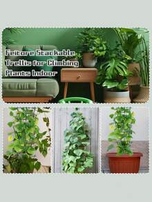 Stackable Plant Trellis, Plastic Climbing Plant Support Lattice, Suitable For Potted Plants, Indoor Climbing Plants, Small Climbing Plants, Reusable Flower Plants, Back Trellis Hook Growth Accessories, Suitable For Home And Outdoor Use - Multicolor - View 2