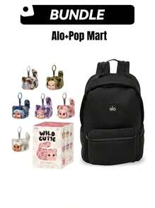 Alo+Pop Mart ALO Stow 女款戶外輕量背包 & 野性但可愛系列超值組合套裝，100%正品，盲盒，收藏級人偶，乙烯基人偶，適合兒童與收藏家的完美禮物，度假日禮物（盲盒內部材質：乙烯基，非絨毛填充） - 彩色 - 查看 1