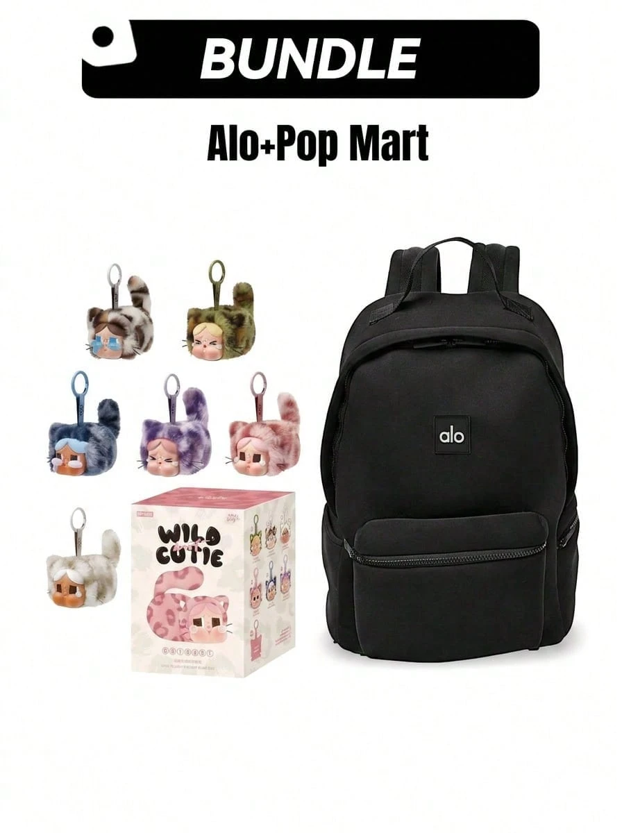 Alo+Pop Mart ALO Stow 女款戶外輕量背包 & 野性但可愛系列超值組合套裝,100%正品,盲盒,收藏級人偶,乙烯基人偶,適合兒童與收藏家的完美禮物,度假日禮物(盲盒內部材質:乙烯基,非絨毛填充) - 彩色 - 查看 1