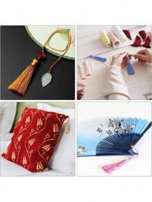Marcapáginas de borla de seda con lazo de cuerda de 2 pulgadas y pequeño nudo chino, adecuado para fabricación de joyas, recuerdos, marcapáginas, accesorios de manualidades DIY - Multicolor - Ver 3