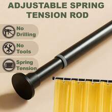 Spring Tension Shower Rod, 1 Inch Diameter31.5-72/80.3 Inch Adjustable Curtain Rod, No Tools Installation Metal Tension Rod For Bathroom And Closet Organizer - Black - View 1