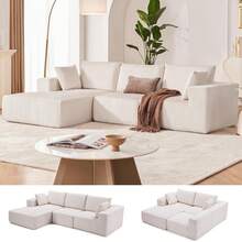 108" Modular Sectional Sofa, Cloud Sectional Couch With Deep Seat, Modern Modular L-Shape Sofa Couch With Chaise,Upholstered Boneless Couches For Living Room Bedroom (Beige, Left Facing Chaise) - Beige - View 6