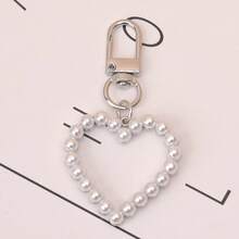 1 Stück Damen Premium Ins Stil Kunstperle Cut Out Herz Stern Strass Herz Anhänger Schlüsselanhänger, minimalistischer vielseitiger Taschenanhänger - Verschiedenfarbig - Übersicht 5