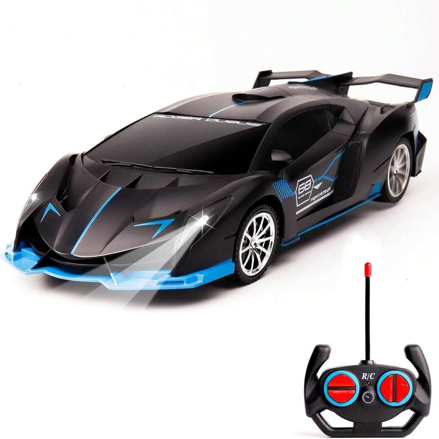 1:18 Scale Remote Control Racing Car, Equipped With Bright LED Headlights, 2.4GHz High-Speed Drift RC Car, Suitable For Children 3+ Boys And Girls Indoor Outdoor Toy Gift (Batteries Not Included)