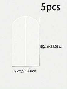 5pcs Transparent Waterproof Dust-Proof Garment Bags For Home, Washable Hanging Suit And Coat Covers - Transparent White - View 10
