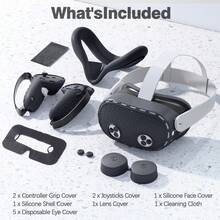 Kits de Accesorios VR para MetaQuest 2/Quest 3 Funda de Silicona Tapa de Lente Estuche de Protección para Quest 3S Conjunto - Ver 2