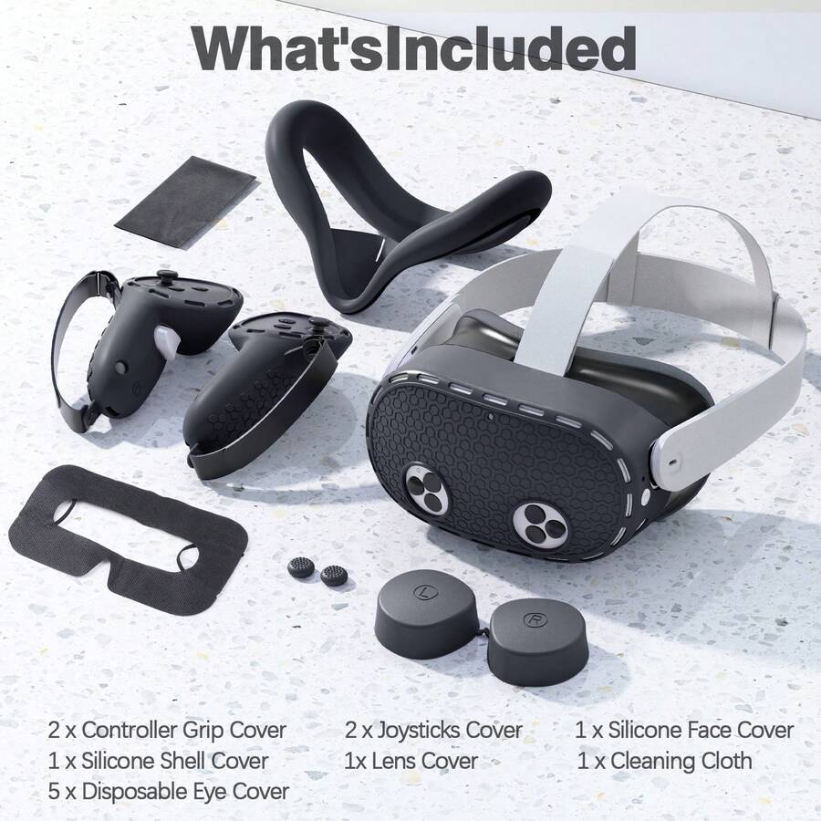 Kits de Accesorios VR para MetaQuest 2/Quest 3 Funda de Silicona Tapa de Lente Estuche de Protección para Quest 3S Conjunto