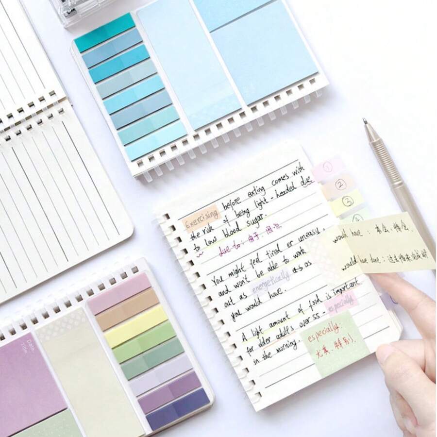 1PC Expandable Sticky Note Pad Multi Functional Student Office Supplies Set Fashionable Muted ToneColor For School Office Students Professionals Desk Organizer Back To School Gift Idea - Multicolor - View 1