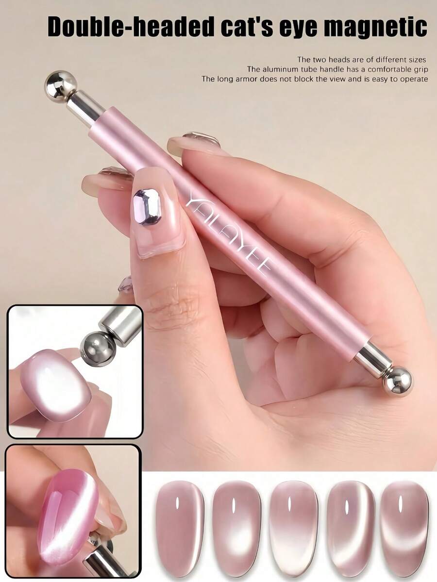 Juego de herramientas magnéticas para uñas de ojo de gato 2 en 1, accesorios multifuncionales de diseño de arte con bola de acero de fuerte adsorción magnética para esmalte de uñas de gel de ojo de gato, adecuado para uso doméstico DIY y salón de uñas - Multicolor - Ver 1
