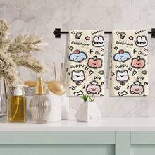 1pc/2Pcs/4Pcs Strawberry & Rabbit Printed Towels Ultra Soft Quick Dry High Water Absorbent Light Beige Towels With Lucky Letter Print Machine Washable Decorative Hand Towels For Kids Kitchen Bathroom - Multicolor - View 10
