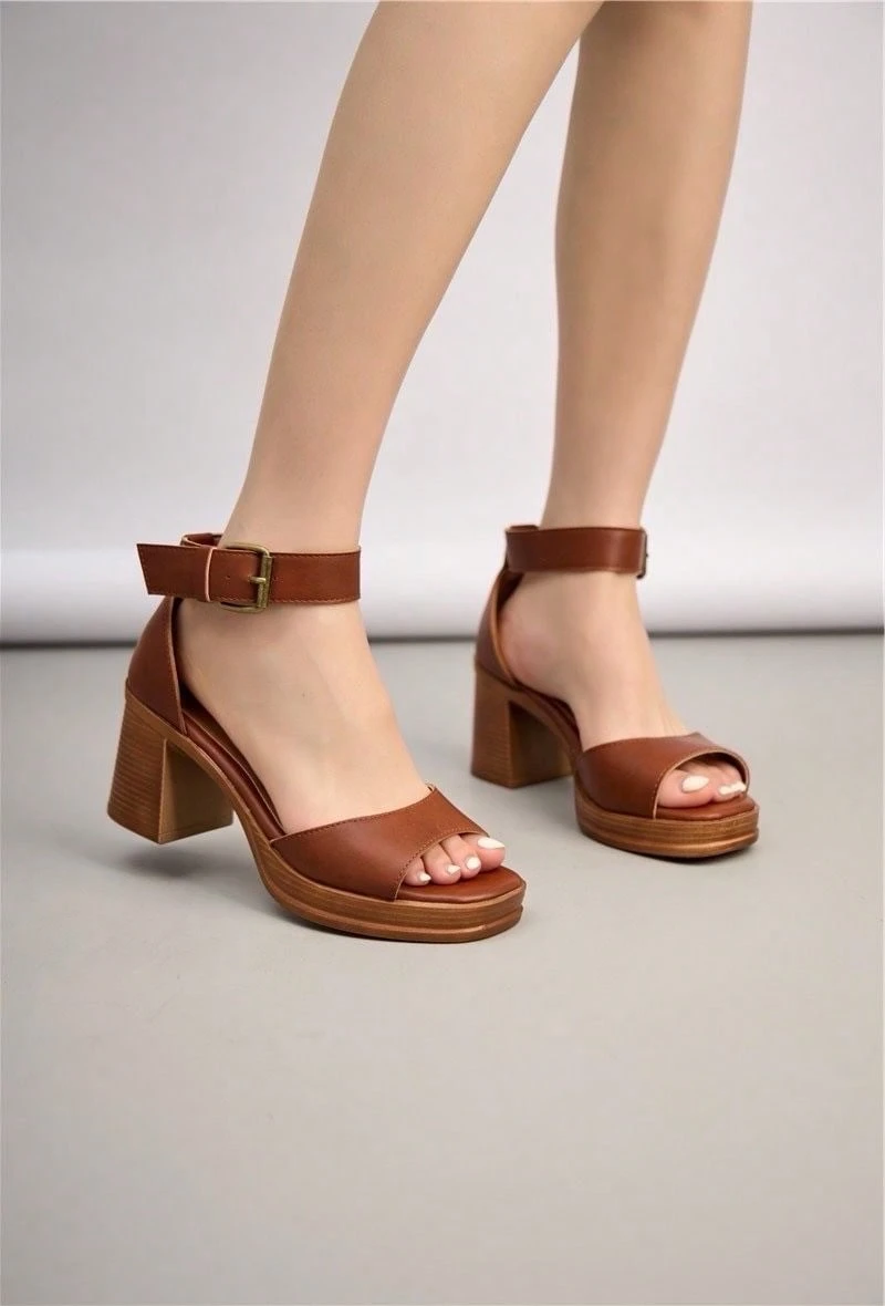 Women Heeled Sandals - Camel - View 1