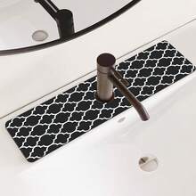 1pc Black Diamond Grid Sink Faucet Absorbent Mat, Drainage Mat, Kitchen, Bathroom Sink, Countertop, Drainage Mat, Diatomaceous Earth Wash Basin, And Trimmable Quick-Dry Mat. - Multicolor - View 7