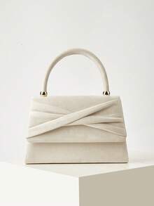 REMANLAND 1 pieza Elegante bolso de terciopelo con lazo estilo cisne, adecuado para mujeres para asistir a fiestas y bodas, también apto para niñas y damas. - Beis - Ver 2
