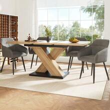 Telescopic Dining Table (119-158.5 X 80 Cm), Extendable Table, Kitchen Table, Extends From 119 To 158.5 Cm Thanks To Internal Extensions, For Kitchen And Living Room, Wood-Colored Dining Table With Curved Top - Natural Color - View 12