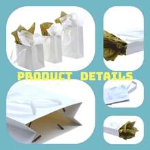Bolsas de regalo pequeas con asas y papel de seda, paquete de 4 envoltorios de regalo blancos de 6.3x 3.1x 5.1 pulgadas para fiestas de cumpleaos, shower - Blanco + 6,3"L x 3,1" W x 5,1"H - Ver 5
