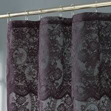 NOIR Gothic Vintage Shower Curtain With Valance For Goth Bathroom Decor - Purple - View 1