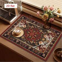 1-Piece Set, Dish Drying Mat, Coffee Machine Mat, Retro Floral Geometric Pattern With Strong Water Absorption, Suitable For Dining Tables And Cafes, Multi-Purpose Drainage Mat, Home Gift, Tabletop Decor - XYLSD-96 - View 11