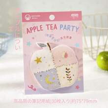1 Set 2 Libros, Notas Adhesivas con Forma de Fiesta de Té de Manzana Curativa con Tarjeta Trasera Diseño de Manzana Notas Adhesivas Reutilizables Creativas Material de Decoración de Fondo para Scrapbook DIY Collage Nota de Mensaje de Aprendizaje para Estudiantes Papelería - Unitalla - Ver 5