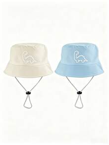 1pc/2pcs Kids Dinosaur Pattern Bucket Hat, Solid Color Sun Protection Hat, Suitable For Outdoor Sun Protection And Daily Casual Wear - Multicolor - View 23
