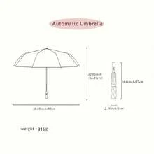 Automatic Open/Close Folding Umbrella, Reinforced Windproof Design, Black Coating UV Protection, Portable Business Travel Umbrella - Semi-automatic - View 7