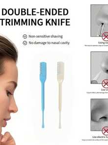 Recortador de vello nasal de doble cara, juego de eliminador de vello nasal manual, entrega de color aleatorio, rotación suave de 360° sin atascos, herramienta de aseo universal para hombres & mujeres, viene con caja de almacenamiento, limpio - Multicolor - Ver 3