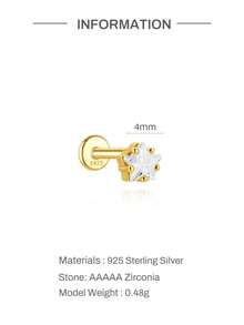 1件 2mm-5mm 925純銀直型L型鼻釘環 女款男款穿刺針身體飾品 低過敏性唇釘式推入式耳環 - 金色 - 查看 5