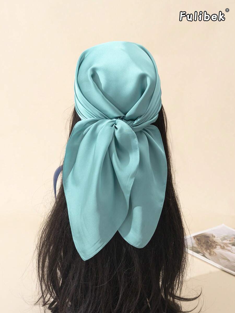 1件四季新款70cm純色正方形絲巾,女款頭巾與正方形圍巾,髮飾、頭巾、髮帶、髮圈、髮箍、衣物配件、Abaya,適合海邊度假與日常生活,為您的風格增添亮點 - 青藍 - 查看 1