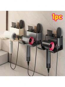 1pc Wall-Mounted Hair Dryer And Phone Holder, Suction Cup And Strong Adhesive Installation, No Drilling Required For Easy Setup. Suitable For Garden Layout, Fan Accessories, Soft Rubber Parts, Holiday Essentials, Exquisite Room Decor. - Multicolor - View 2