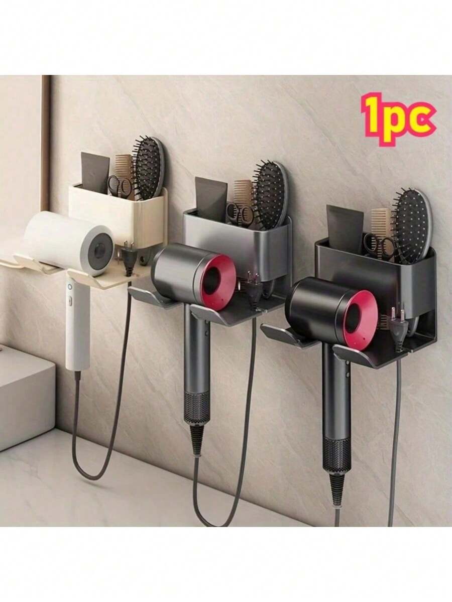 1pc Wall-Mounted Hair Dryer And Phone Holder, Suction Cup And Strong Adhesive Installation, No Drilling Required For Easy Setup. Suitable For Garden Layout, Fan Accessories, Soft Rubber Parts, Holiday Essentials, Exquisite Room Decor.