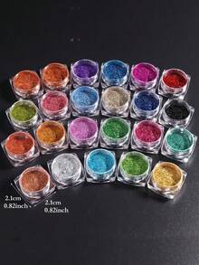 23pcs Shiny Multi-Color Metallic Mirror Effect Nail Powder Set, DIY Nail Salon Decoration, With 6pcs Application Tools - Multicolor - View 2