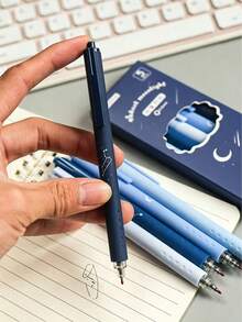 5pcs Moon & Star Pattern Retractable Gel Pens, Minimalist Multi-Functional Gel Ballpoint Pen Set, Suitable For Drawing, Writing, Back To School - Multicolor - View 6