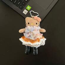 SANRIO 1件網格洋裝，長形，兒童毛絨娃娃背包配件，毛絨吊飾，情人節禮物，鑰匙圈 - 彩色 - 查看 3