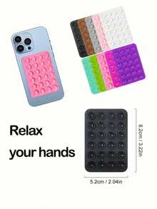 Phone Back Suction Cup Holder, Mark-Free Washable And Reusable, For Dorm Bed Selfie And Desktop Live Streaming, Strong Adhesive Non-Slip And Anti-Fall, For Home Bathroom Makeup And Kitchen Recipe Viewing, Compatible With All Phone Series, Cute Small Gift For Best Friend - Multicolor - View 9