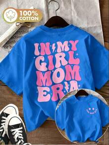 Top de verano para mujer, moderno e informal, con estampado de doble cara que presenta diseños dulces como estrellas y rayos, estampado "IN MY MOM", camiseta de manga corta pura con cuello redondoWomen's short-sleeved printed T-shirt(Retro style, suitable for teenagers, Maija women, graduation dresses, unisex) - Azul - Ver 1